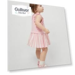 Платье из трикотажа и текстиля розовое для девочек Gulliver (86-52)