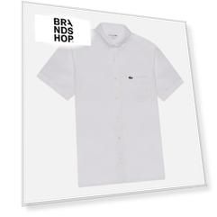 Мужская рубашка Lacoste Regular Fit Button-Up Collar Linen, цвет белый, размер 39