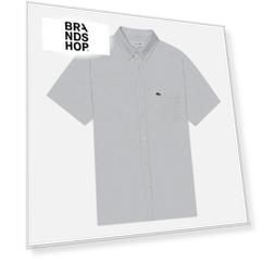 Мужская рубашка Lacoste Regular Fit Button-Up Collar Linen, цвет голубой, размер 39