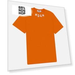 Мужская футболка MSGM Collar Brush Stroke Print, цвет оранжевый, размер S
