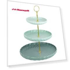 горка NOUVELLE HOME Fresh Taste Green 3-х ярусная 15/20,5/26 см 34см фарфор