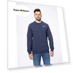 Свитшот спортивный Reebok Identity Small Logo Fleece Crew, размер S, , синий