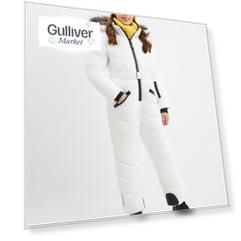 Комбинезон зимний на искусственном утеплителе белый для девочки Gulliver (128) ...