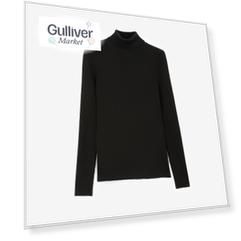 Водолазка вязаная прилегающего силуэта черная GLVR