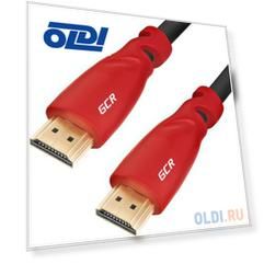 GCR Кабель 1.0m HDMI версия 1.4, черный, красные коннекторы, OD7.3mm, 30/30 AWG, позолоченные контакты, Ethernet 10.2 Гбит/с, 3D, 4K GCR-HM350-1.0m, э
