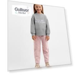 Брюки зауженные к низу вельветовые розовые для девочки Gulliver (134)