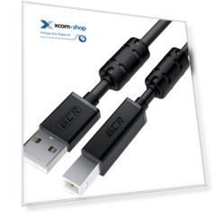 Кабель GCR GCR-52417 3.0m, USB 2.0, AM/BM, ферритовые кольца, 28/24 AWG, экран, армированный, морозостойкий, чёрный