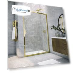 Душевая дверь в нишу Vegas-Glass ZP Tur Novo 140x200 ZP TUR NOVO 140 09 01 стекло прозрачное, профиль глянцевое золото