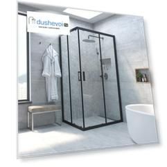 Душевой уголок Vegas-Glass ZA NOVO h200 85x85 ZA NOVO h2000 85 02М 01 профиль черный, стекло прозрачное