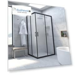 Душевой уголок Vegas-Glass ZA NOVO h200 85x85 ZA NOVO h2000 85 02М 10 профиль черный, стекло сатин