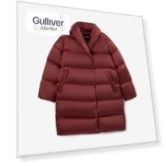 Пальто с капюшоном стеганое на натуральном пуху бордовое GLVR (XL) Пальто с капюшоном стеганое на натуральном пуху бордовое GLVR (XL)