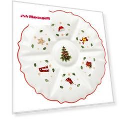 менажница NOUVELLE HOME Magic of Christmas 6 секций 31см фарфор