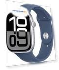 Смарт-часы Apple Watch Series 10 A2999, 46 мм, OLED, серебристый, Sport Band ремешок, синий M/L (MWWM3LW/A)