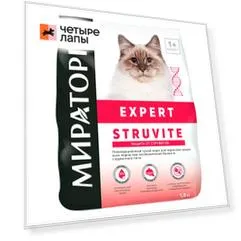 Мираторг Expert Struvite Сухой корм полнорационный для взрослых кошек всех пород при мочекаменной болезни струвитного типа, с курицей, 1,5 кг