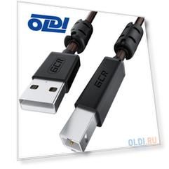 GCR Кабель PROF 2.0m USB 2.0, AM/BM, черно-прозрачный, ферритовые кольца, 28/24 AWG, экран, армированный, морозостойкий, GCR-50603