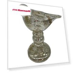 подсвечник MAXIJOY Птичка 15х10х20см стекло серебряный