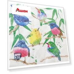 Салфетки бумажные Bouquet Райские птички 3 слоя, 33х33 см, 20 л