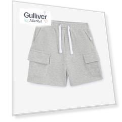 Шорты для мальчика трикотажные с карманами-карго серые Gulliver (80-48)
