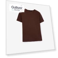 Футболка прилегающего силуэта из риба коричневая GLVR (L)