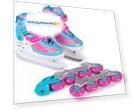 Коньки-ролики Mobile Kid (2 в 1) UNI SKATE, размер L, розово-голубые