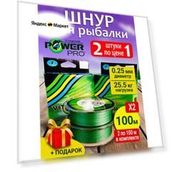 Шнур плетеный для рыбалки 2в1 100м 0.25
