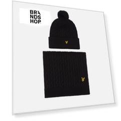 Подарочный набор Lyle & Scott Cable Bobble Scarf & Beanie, цвет чёрный