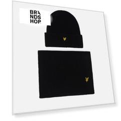Подарочный набор Lyle & Scott Lambswool Ribbed Scarf & Beanie, цвет чёрный
