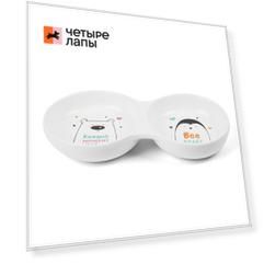 Triol Миска керамическая двойная для кошек и собак мелких пород Север, 2x200 мл