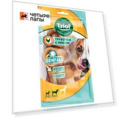 Triol Трубочки-мини жевательные DENTAL с мясом курицы, 3см, 42-52г (уп 7шт)