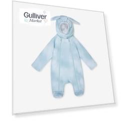 Комбинезон для мальчика с ушками трикотажный утепленный голубой Gulliver (68-46)