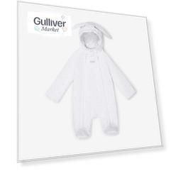 Комбинезон трикотажный утепленный с принтом унисекс белый Gulliver (80-48)