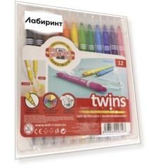 Фломастеры двухсторонние 12 цветов Twin смываемые толщина письма 1-3мм