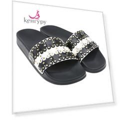 Черные шлепанцы с кожаной отделкой Flower Puzzle Red Valentino