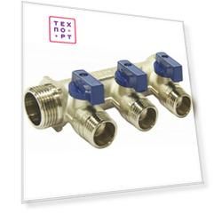 Коллектор СТМ 3/4''х1/2'' на 3 выхода, наружная резьба, с шаровыми кранами (C3MB3412)