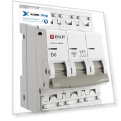 Автоматический выключатель EKF M63MA636C ВА 47-63N MA 3P 6А (C) 6кА без тепл. расцепит. PROXIMA