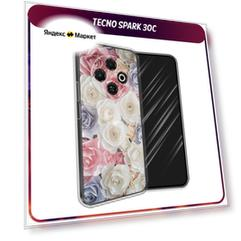 Чехол на Tecno Spark 30C / Текно Спарк 30C с принтом Пастельные розы