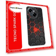 Чехол на Tecno Spark Go 1/Pop 9 / Текно Спарк Go 1/Поп 9 с принтом Соты красные