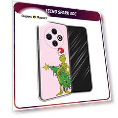 Чехол на Tecno Spark 30C / Текно Спарк 30C с принтом Гринч с ёлкой 1