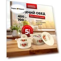 Набор термокастрюль от Leomax, "Радость вкуса" 4 пр. 0,4л, 0,7 л + 2 крышки, для хранения еды, для шашлыка