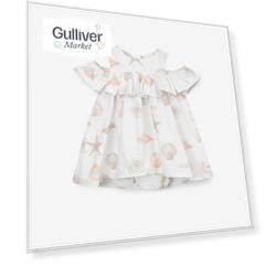 Платье из поплина с рисунком белое Gulliver (92-52)