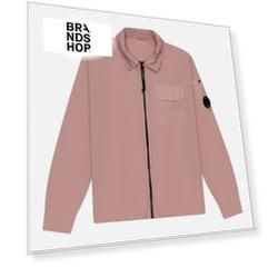 Мужская рубашка C.P. Company Organic Gabardine Full Zip Overshirt, цвет розовый, размер M