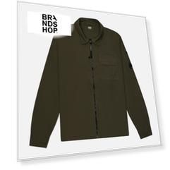 Мужская рубашка C.P. Company Organic Gabardine Full Zip Overshirt, цвет оливковый, размер M