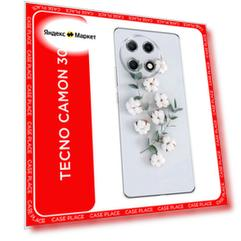 Чехол на Tecno Camon 30S / Текно Камон 30S с принтом Веточка хлопка