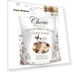 Лакомство для кошек сублимированное Pettric Cherie с курицей и куриным сердцем 40 г