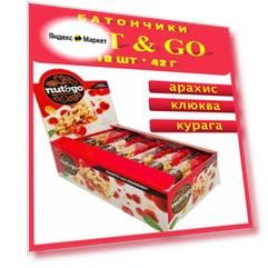 Батончик Nut & Go с арахисом, курагой и клюквой 1блок*18шт/КДВ/Россия