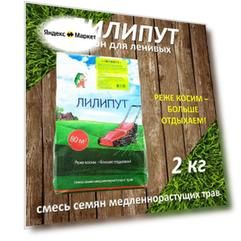 Газонная трава семена ЛИЛИПУТ 2 кг на 80 м2 многолетний низкорослый газон
