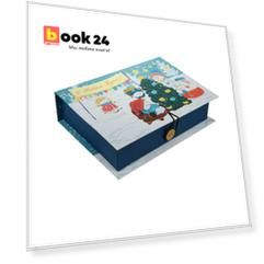 Шкатулка-книга с пуговицей картон Снеговики с елочкой S (18х12х5) (39251)