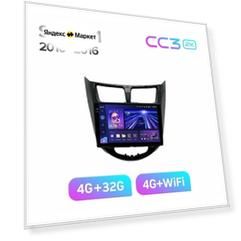 Магнитола TEYES CC3 2K 4/32ГБ HYUNDAI SOLARIS 1 2010-2016 г.(черная рамка) голосовое управление В подарок!