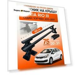 Багажник на крышу для Kia Rio III седан / хэтчбек 2011-2017 (Киа Рио 3), Inter D1-120 20х30, за дверной проем.