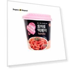 Рисовые палочки Токпокки Pink Rocket с томатным соусом 120 г, Южная Корея
